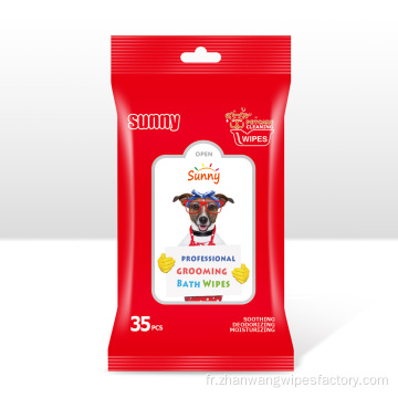 Lingettes nettoyantes de toilettage pour chien